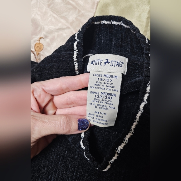 White Stag Christmas Sweater Womens Medium Black And White Cardigan Vintage Warm - Picture 5 of 5